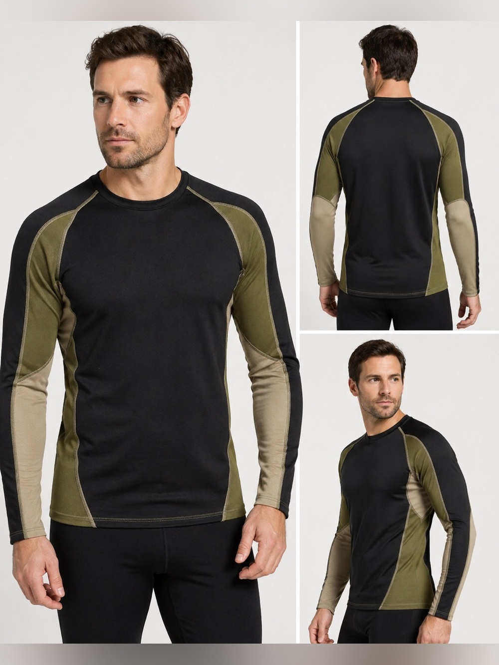 Cabela's Men's Black and Olive Green Long Sleeve Swim Shirt